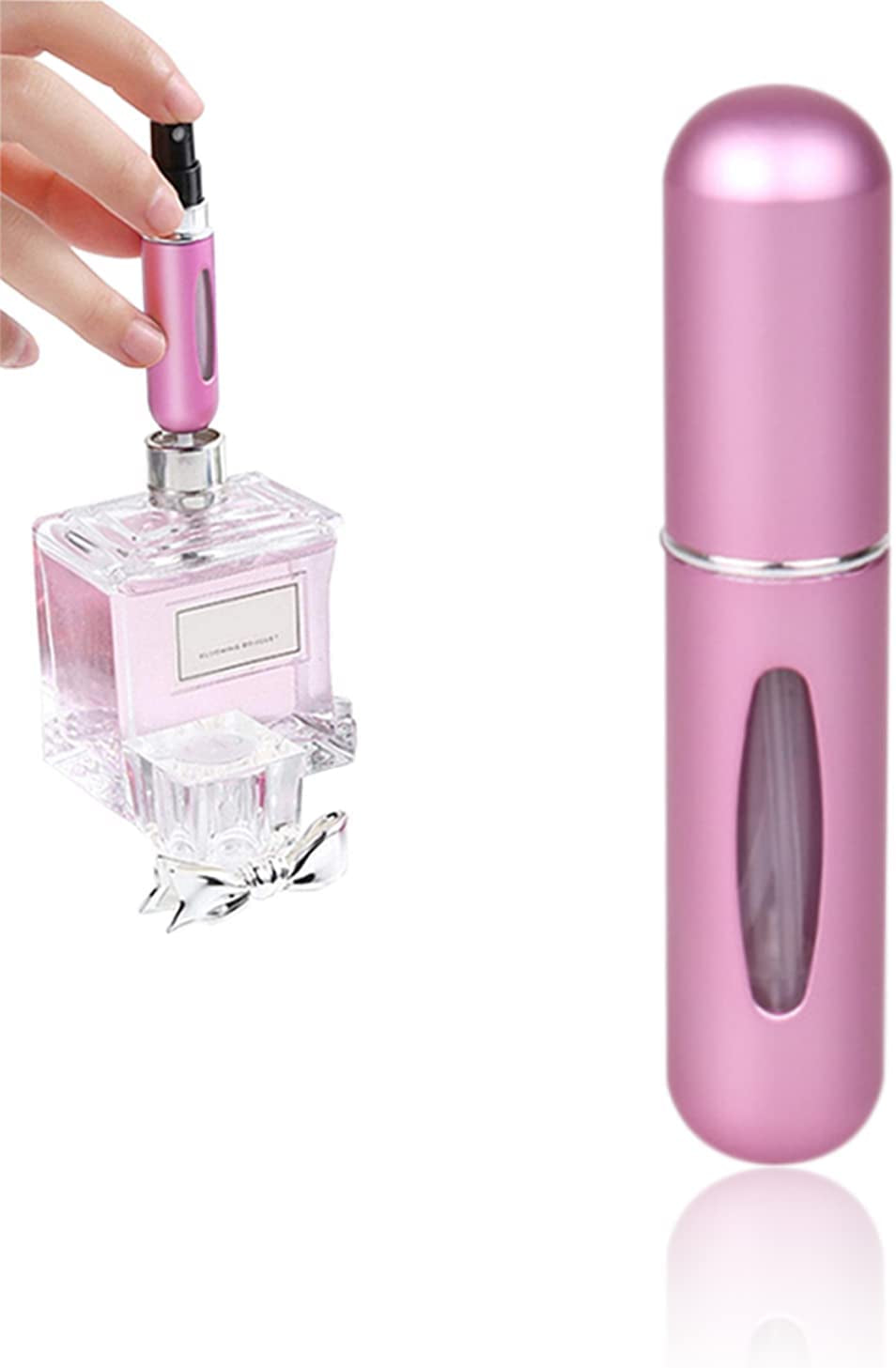 Mini Refillable Perfume Atomizer Spray Bottle, Portable Empty Fragrance Container Pump Case for Traveling and Outgoing 5Ml (Pink)