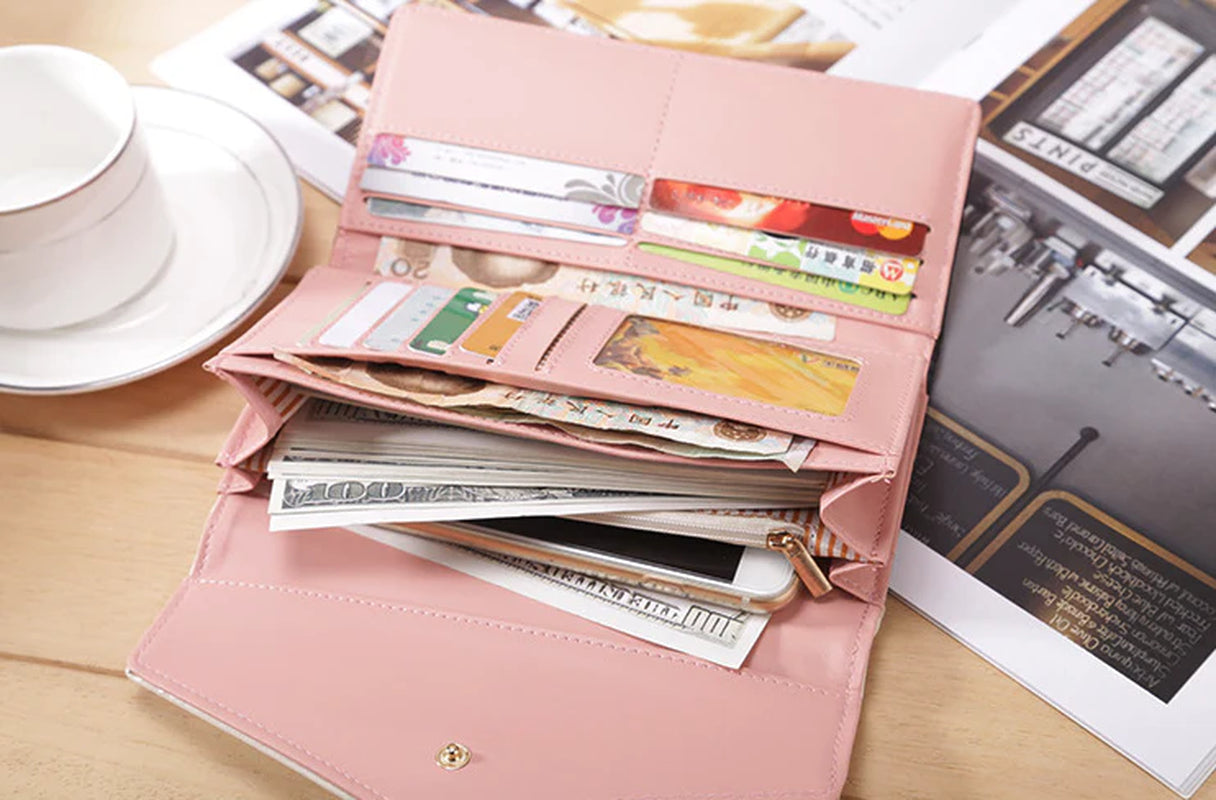 Fashion Women Leather Envelope Clutch Wallet Long Card Holder Purse Bag Handbag