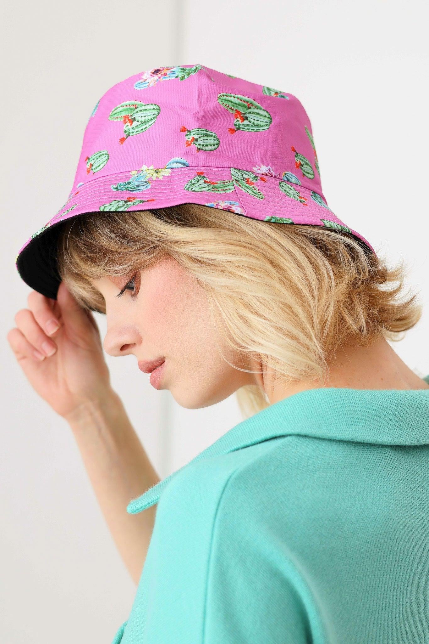 Cactus Print Double-Side-Wear Reversible Bucket Hat
