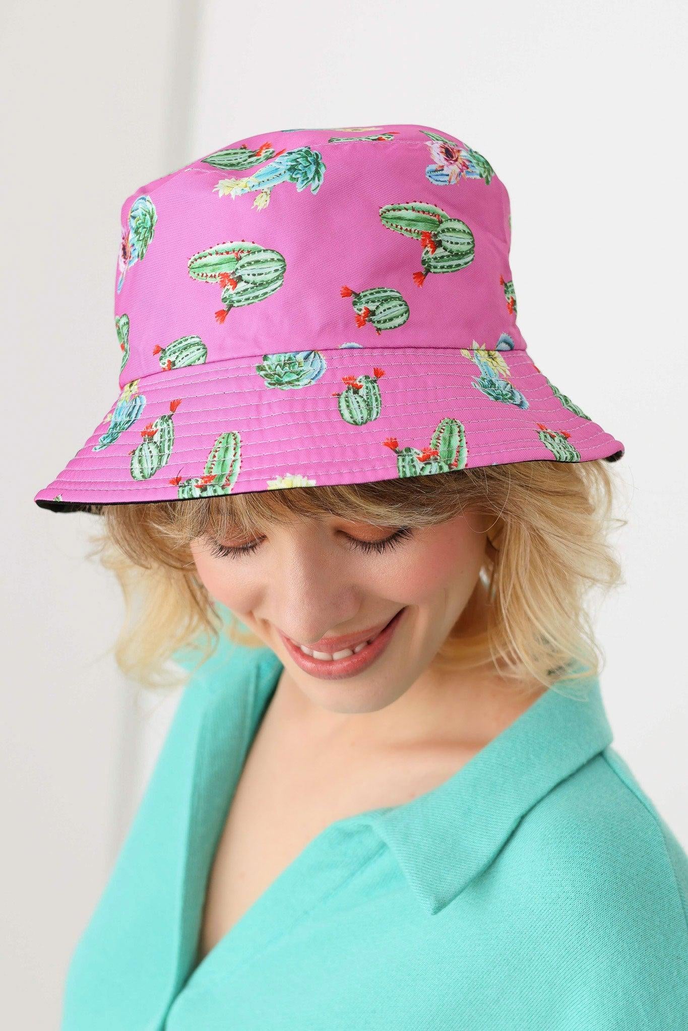 Cactus Print Double-Side-Wear Reversible Bucket Hat